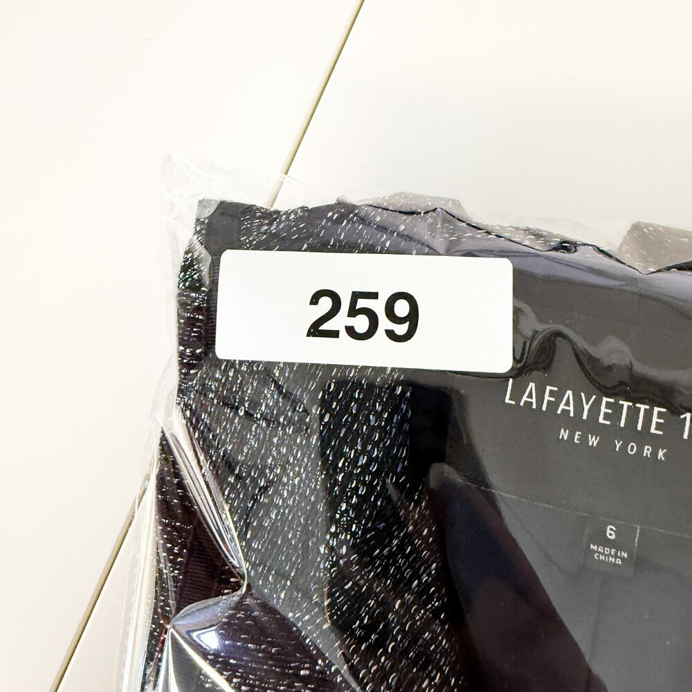 Lafayette 148 Woven Zip Up Dressy Jacket Navy Blue Black Wool Blend - Size 6 - Picture 10 of 10